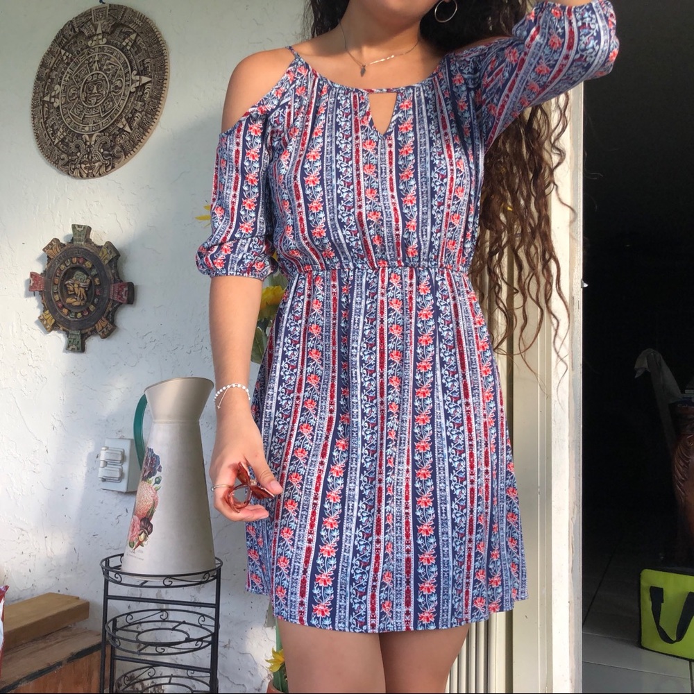 Floral Cold Shoulder Dress